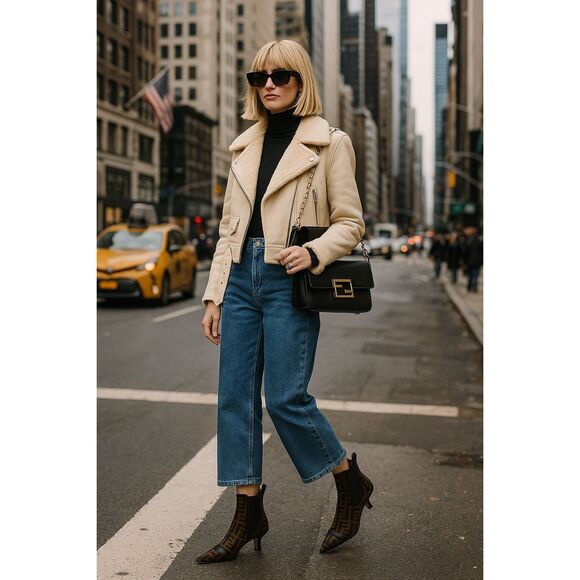 FENDI Colibri Mesh Leather Chelsea Booties Size 37.5 Brown Black FF Ankle Boots - Picture 15 of 15